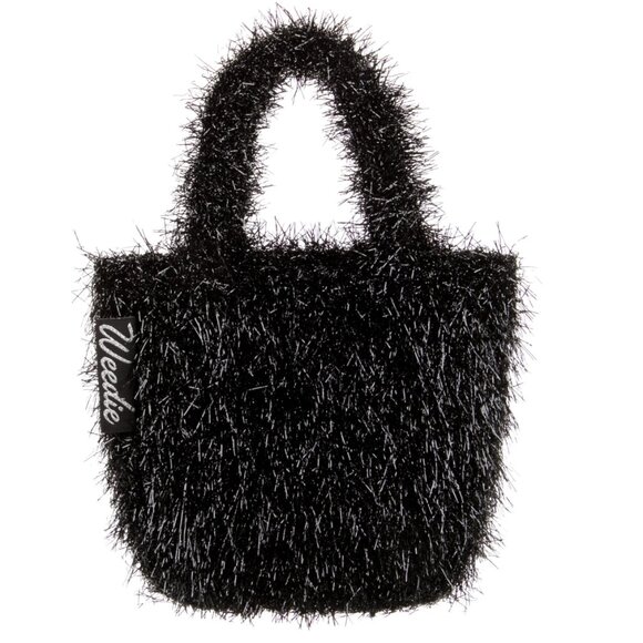 Edie Parker Handbags - Edie Parker Weedie Mini Grass All Over Metallic Tinsel Black Tote Bag New